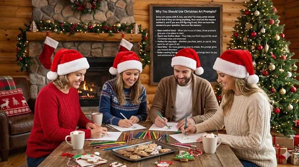 Comparison showing the difference between vague and structured Christmas art prompts in AI image generation